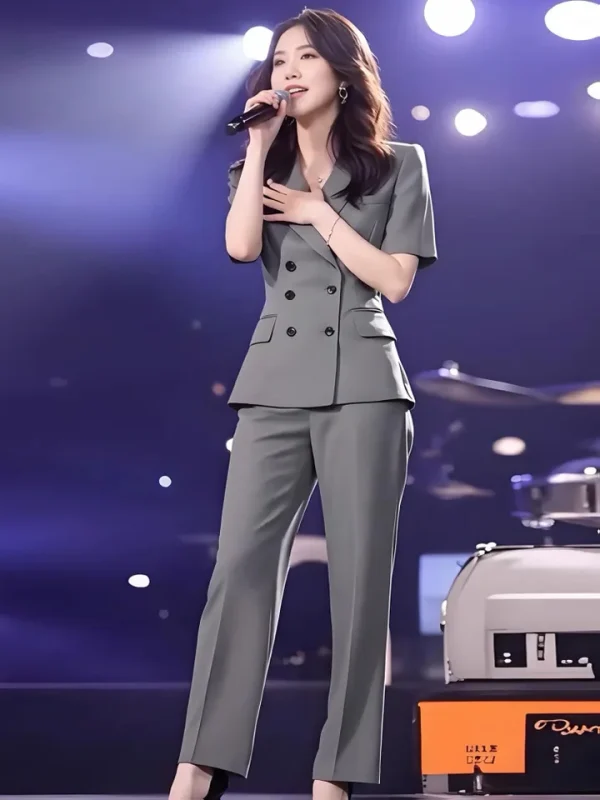 Elegant Double Breasted Blazer Trouser Office Style Two-piece set - Image 3