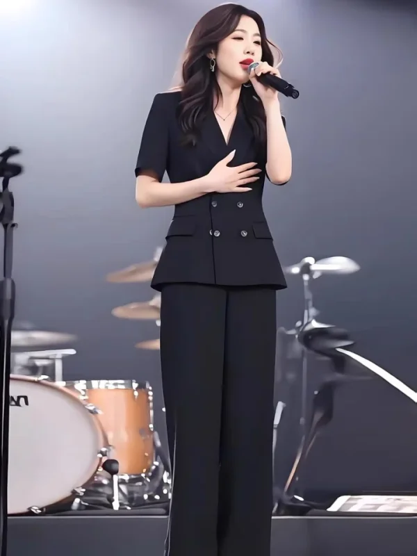 Elegant Double Breasted Blazer Trouser Office Style Two-piece set