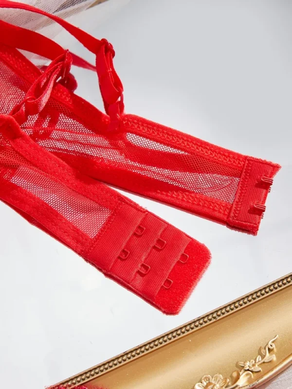 Elegant Embroidery Flower Transparent Thong Set Thin Cup Underwear Bra - Image 3