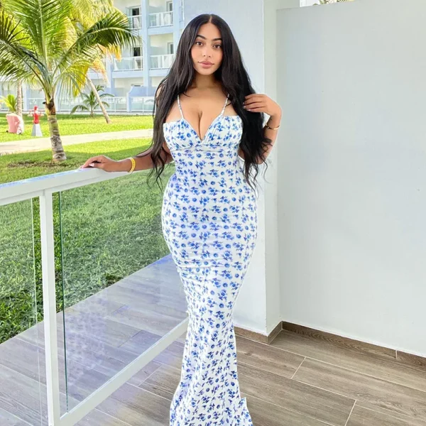 Elegant Floral Beach Vacation Bodycon Streetwear Long Dress - Image 4