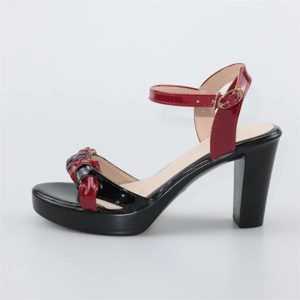 Elegant High Quality Leather Platform Open Toe High Heels Sandals - Image 9