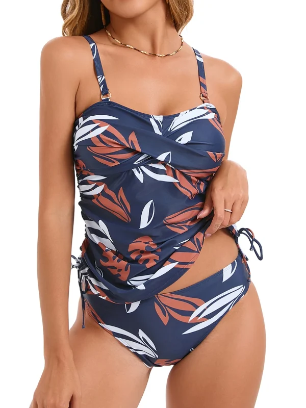Elegant High Waist Bathing Printed Tankini Set Two Pieces Swimsuit - Image 2