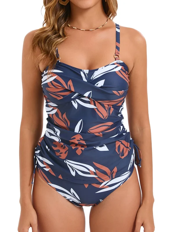 Elegant High Waist Bathing Printed Tankini Set Two Pieces Swimsuit - Image 3