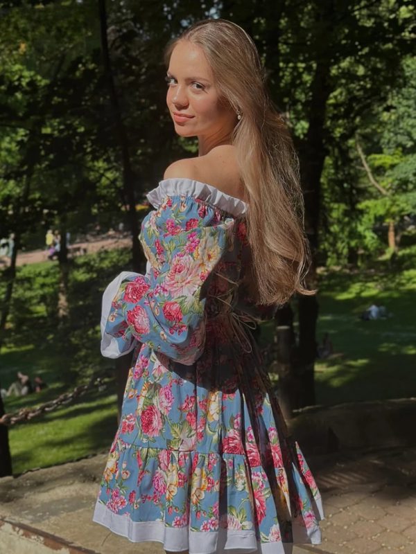 Elegant High Waist Pleated Fashion Slash Neck Long Sleeve Mini Dresses - Image 4