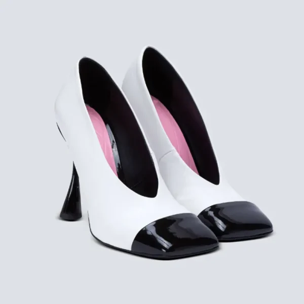 Lacquer Leather Wedding Party Square Headed Thin High Heels - Image 4