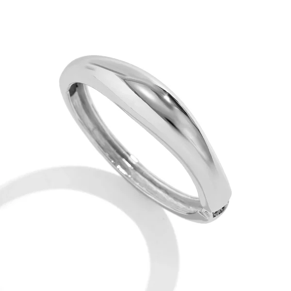 Casual Minimalist Texture Charm Wrist Jewelry Couple Round Smooth Bracelet Bangle - Image 5