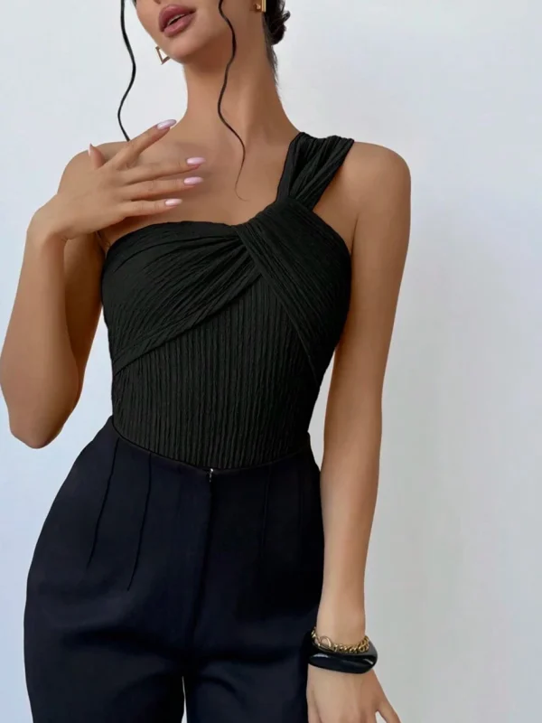 Elegant Rib One Shoulder Bathing Suits Cut-out One Piece Swimwear - Image 10