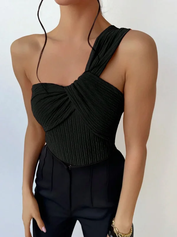 Elegant Rib One Shoulder Bathing Suits Cut-out One Piece Swimwear - Image 13
