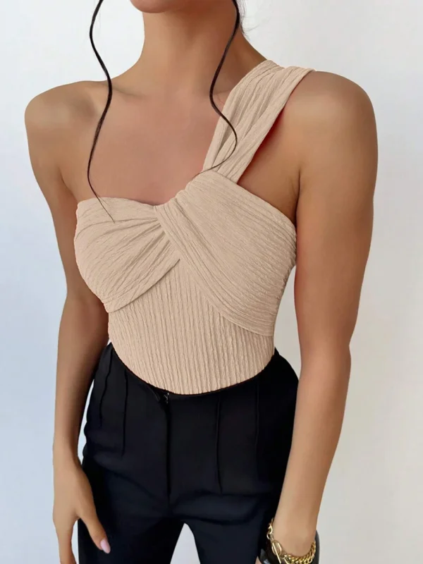 Elegant Rib One Shoulder Bathing Suits Cut-out One Piece Swimwear - Image 14