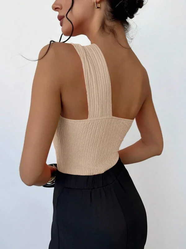 Elegant Rib One Shoulder Bathing Suits Cut-out One Piece Swimwear - Image 15