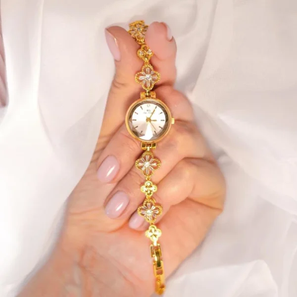 Elegant Round Case Alloy Water-Resistance Lucky Bracelet Waterproof Quartz Watch - Image 2