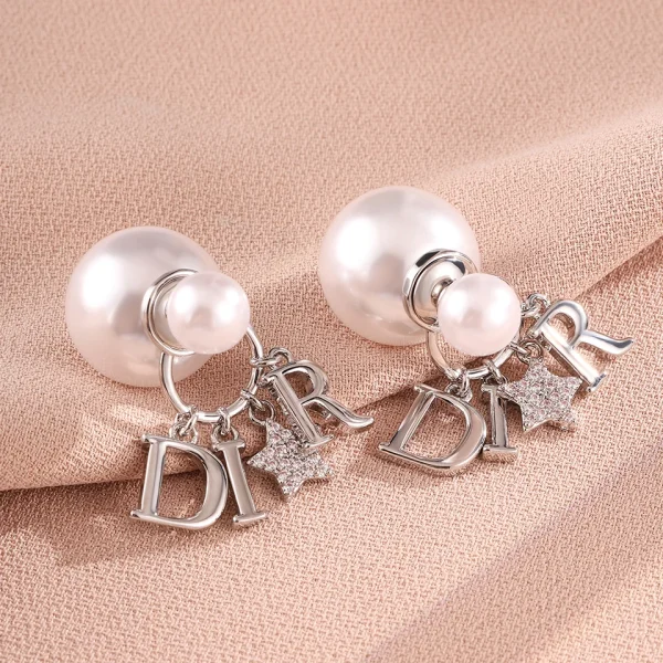 Elegant Round Imitation Letter Zircon Removable Pearls Pendant Earrings - Image 4