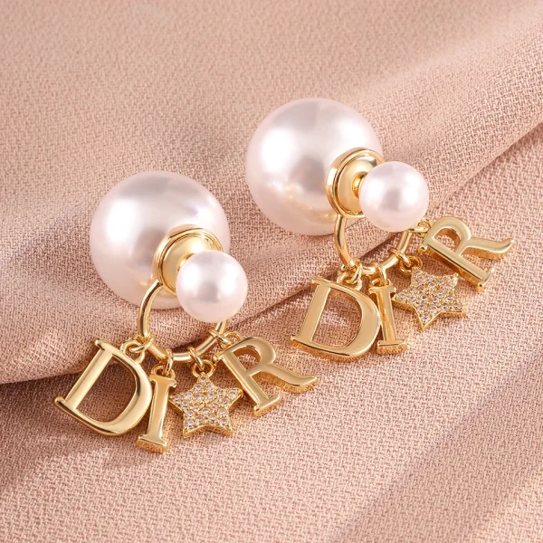 Elegant Round Imitation Letter Zircon Removable Pearls Pendant Earrings - Image 5