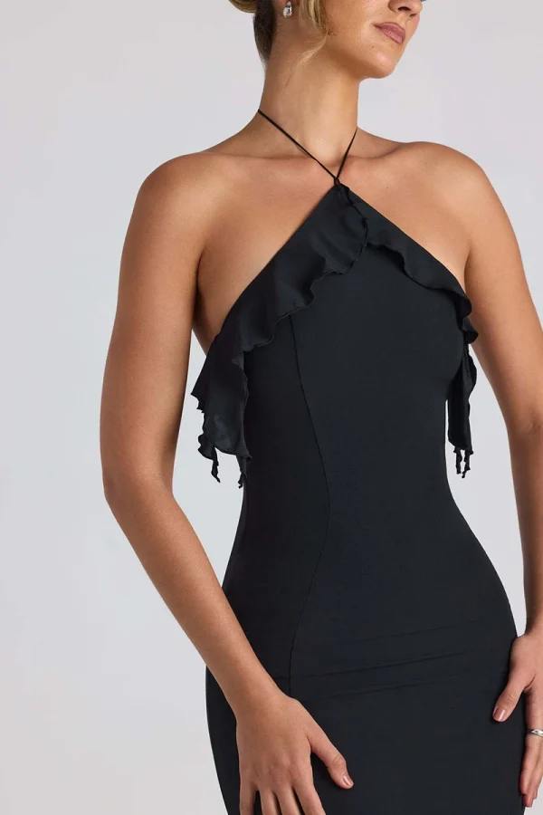 Elegant Ruffle Off Shoulder Backless Split Evening Party Maxi Dress - Image 9
