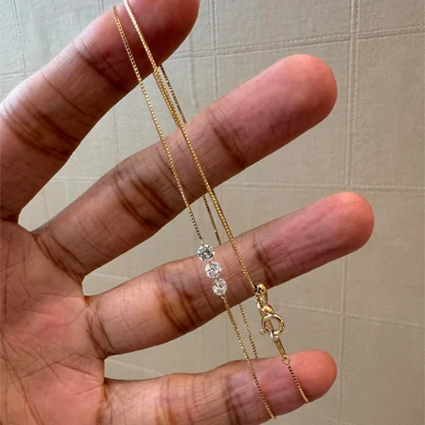 Elegant Simple Clavicle chain Delicate Wedding Wholesale Three Zircon Thin Necklace - Image 5