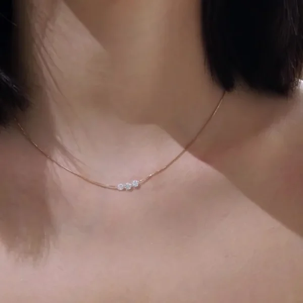 Elegant Simple Clavicle chain Delicate Wedding Wholesale Three Zircon Thin Necklace