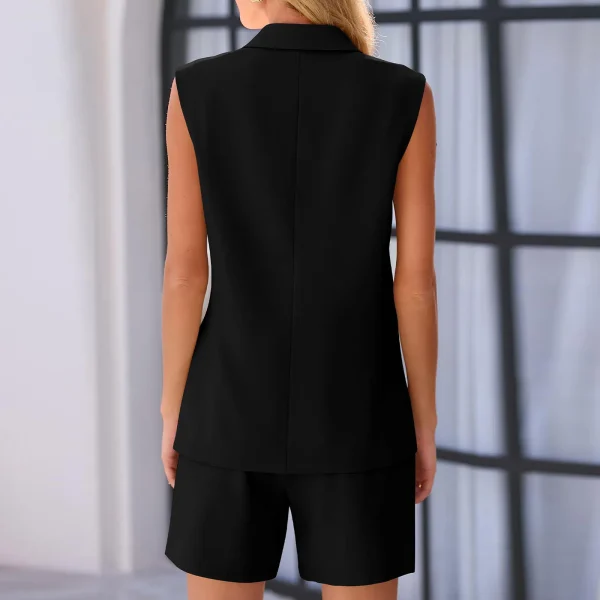 Elegant Sleeveless Halter Blazer And Top Outfit 2 Piece Suit - Image 25
