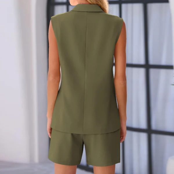Elegant Sleeveless Halter Blazer And Top Outfit 2 Piece Suit - Image 30