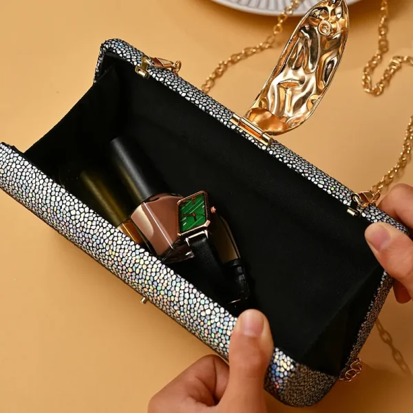 Elegant Solid Long Small Square Simplicity Wedding Party Clutch Bags - Image 5