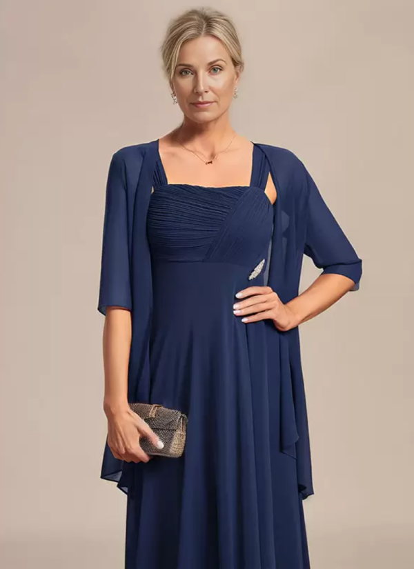 Elegant Square Neck Half Sleeves A-Line Applique Wedding Guest Dresses - Image 6