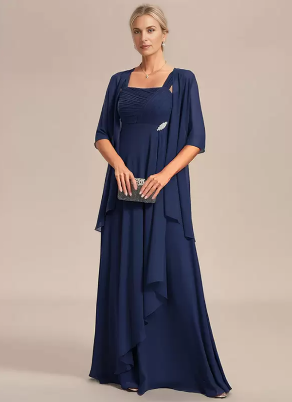 Elegant Square Neck Half Sleeves A-Line Applique Wedding Guest Dresses - Image 5