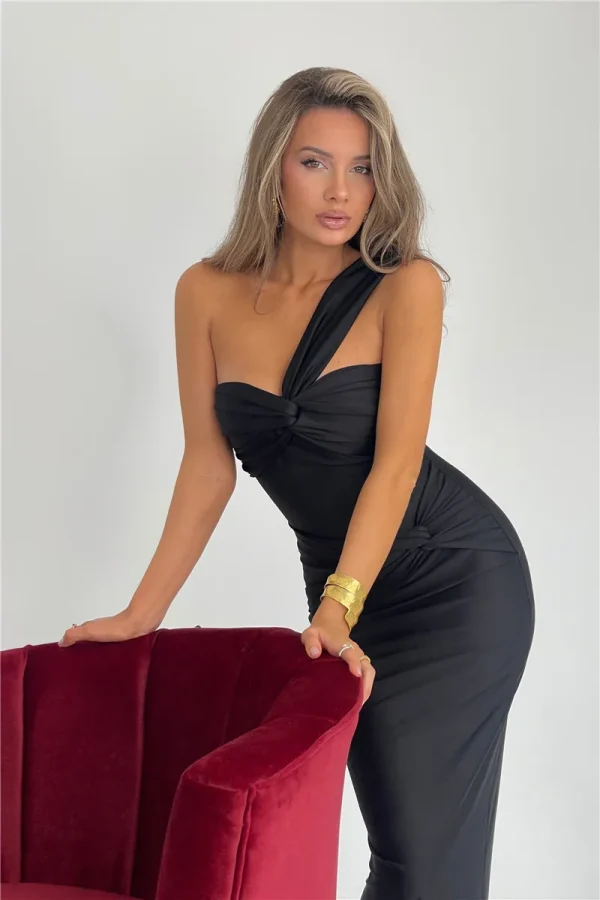 Elegant Strapless Backless One Shoulder Sleeveless Club Party Long Bodycon Dress - Image 14