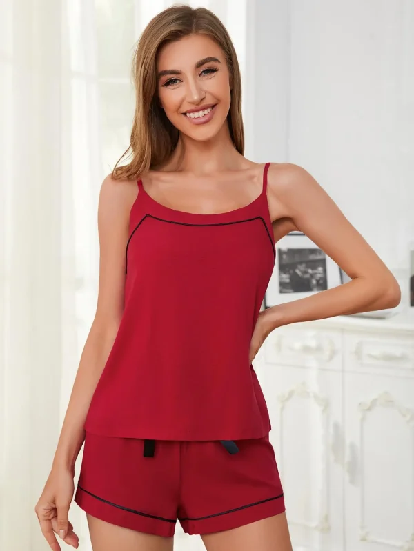 Elegant V-Neck Thin Suspenders Shorts Sleeveless 2 Pieces - Image 15