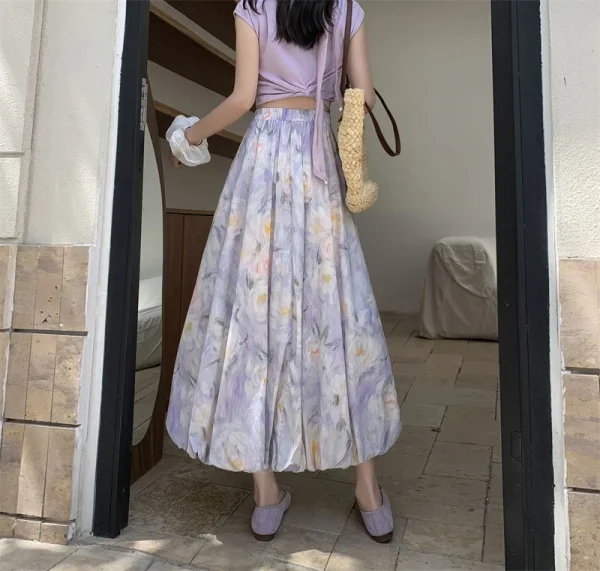 Elegant Vintage Floral Sweet High Waist Casual Loose Skirt - Image 13