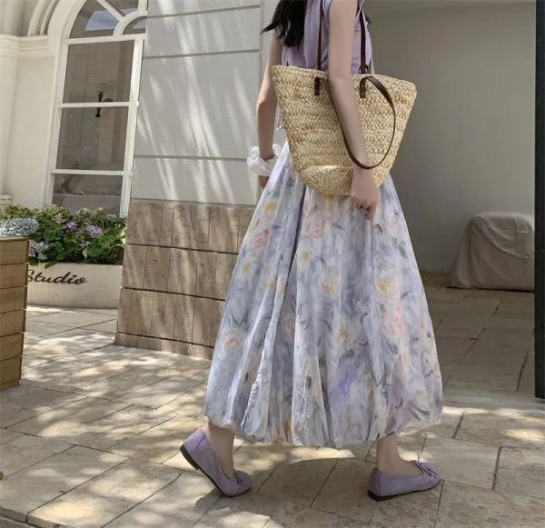 Elegant Vintage Floral Sweet High Waist Casual Loose Skirt - Image 11