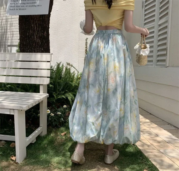 Elegant Vintage Floral Sweet High Waist Casual Loose Skirt - Image 7