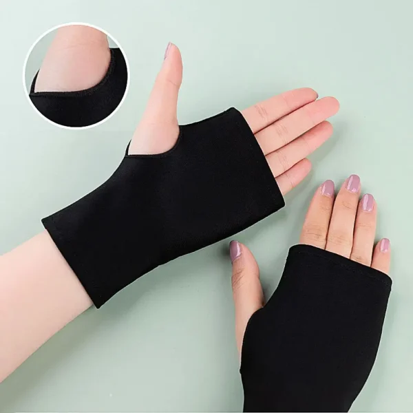 Casual Wrist Solid Mittens Sunscreen Protection Fingerless Long Gloves - Image 2