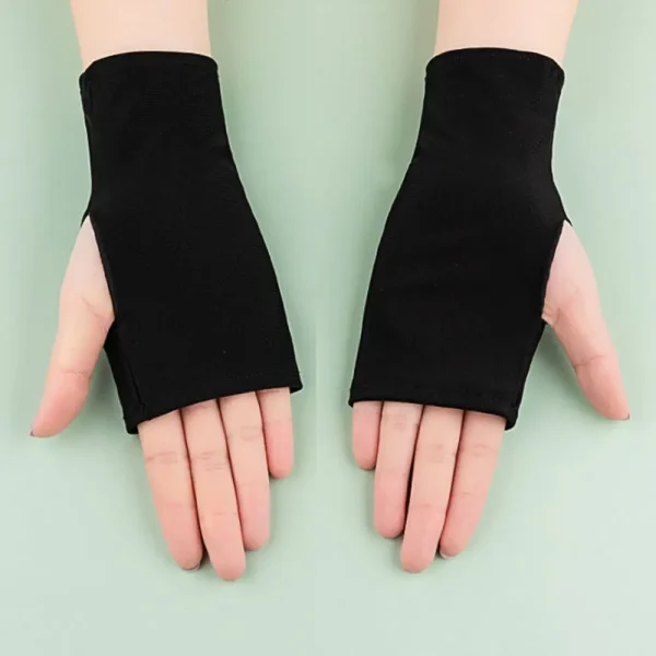 Casual Wrist Solid Mittens Sunscreen Protection Fingerless Long Gloves - Image 3