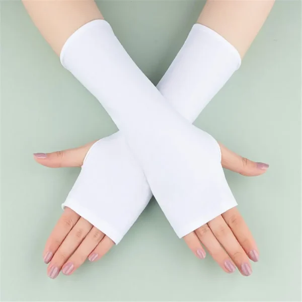Casual Wrist Solid Mittens Sunscreen Protection Fingerless Long Gloves