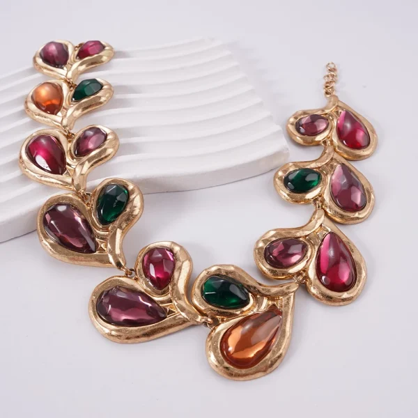 European Exaggerated Heart-shaped Banquet Stainless Steel Colored Necklace - Image 2