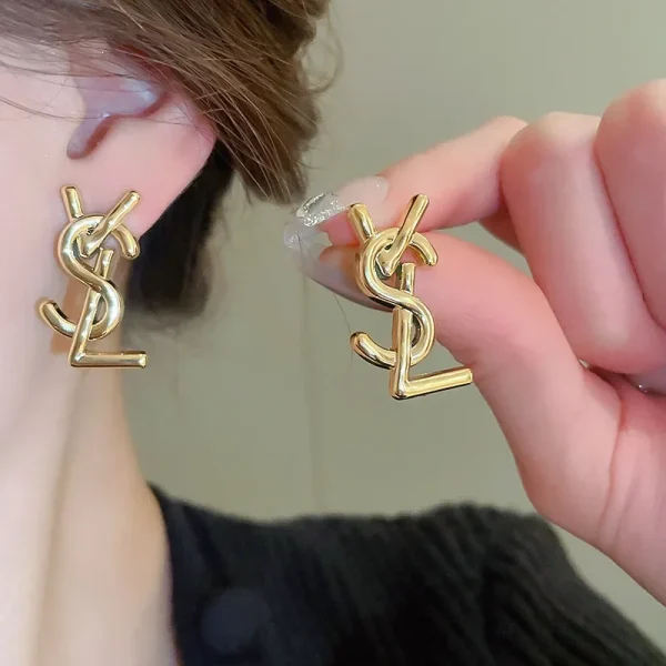 Exaggerate Stainless Steel Letter Trendy Personality Alloy Piercing Stud Earrings