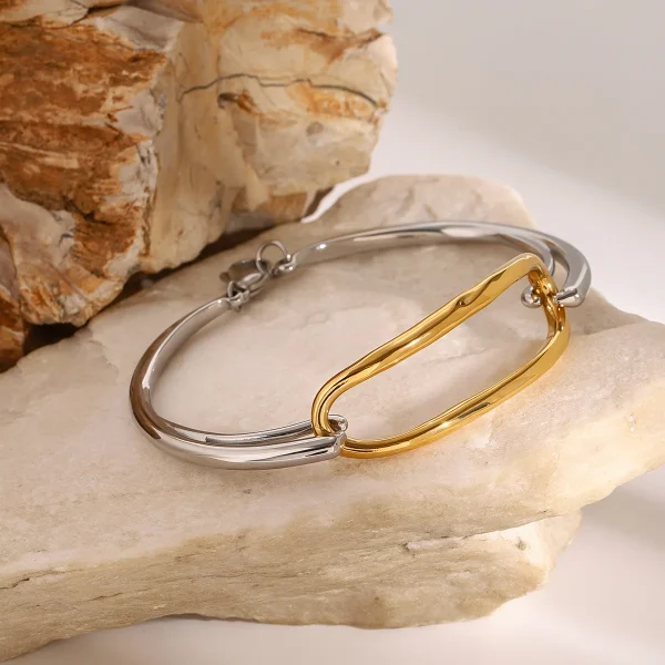 Exclusive Design Personalized Stainless Steel Hollow Plated Wrist Cuff Bangle Bracelet - Image 2
