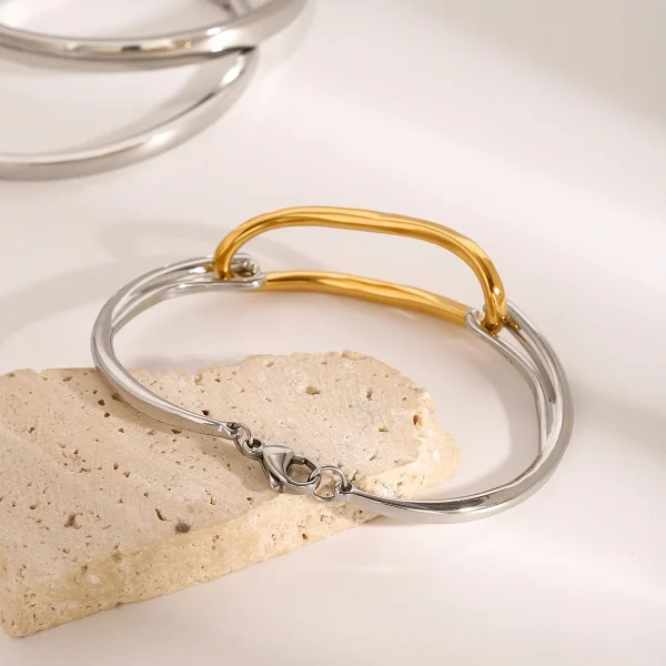 Exclusive Design Personalized Stainless Steel Hollow Plated Wrist Cuff Bangle Bracelet - Image 3