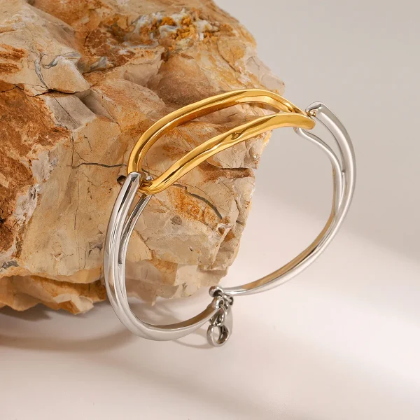 Exclusive Design Personalized Stainless Steel Hollow Plated Wrist Cuff Bangle Bracelet - Image 4
