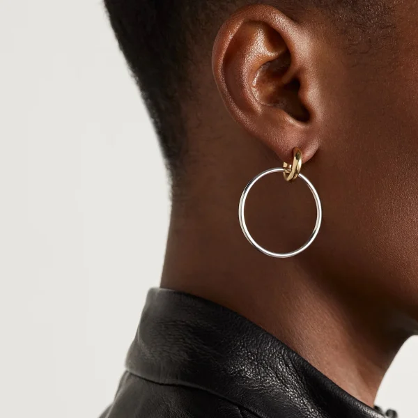 Exquisite Metal Stainless Steel Round Ring Interlocking Color Blocked Drop Earrings - Image 2