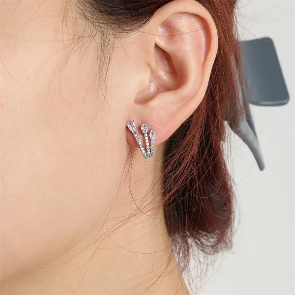 Exquisite Shiny Heart Trendy Copper Zircon Push-Back Stud Earrings - Image 2