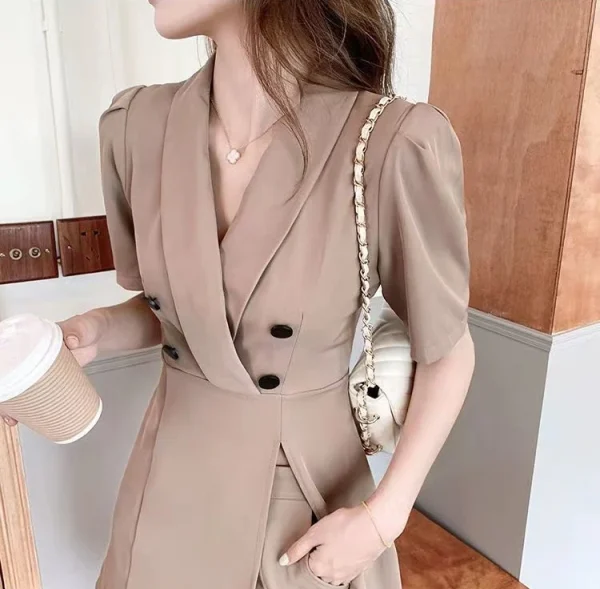 Formal High Quality Single Breasted Acetate Mini Blazer Dress - Image 4
