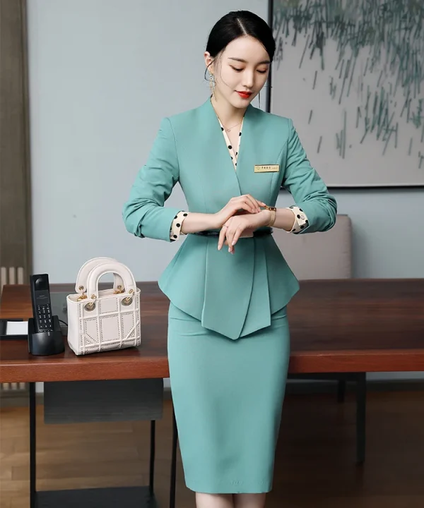 Formal High Quality Slim Business Style Blazer and Skirt 2 Piece Suit - Image 2
