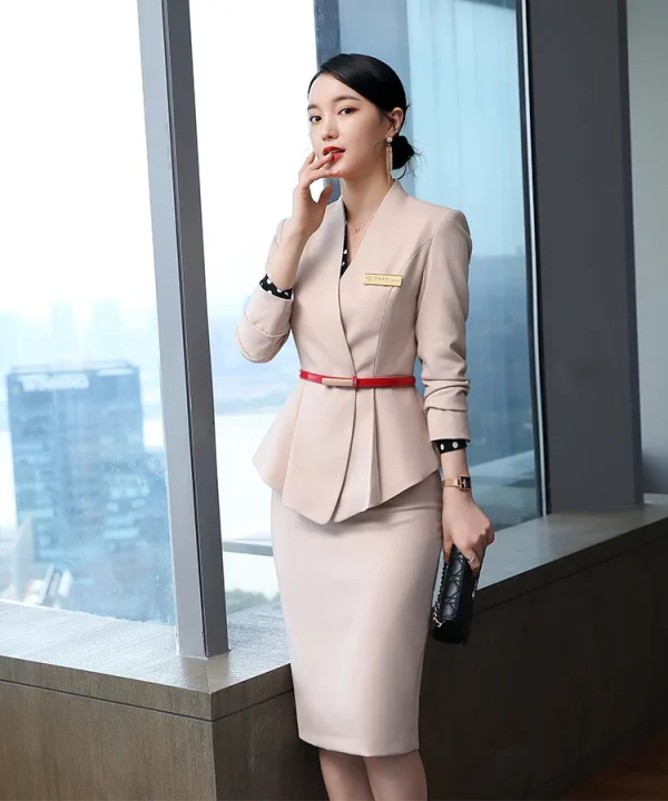 Formal High Quality Slim Business Style Blazer and Skirt 2 Piece Suit - Image 7