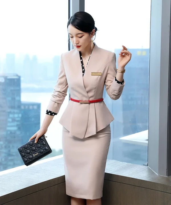 Formal High Quality Slim Business Style Blazer and Skirt 2 Piece Suit - Image 5