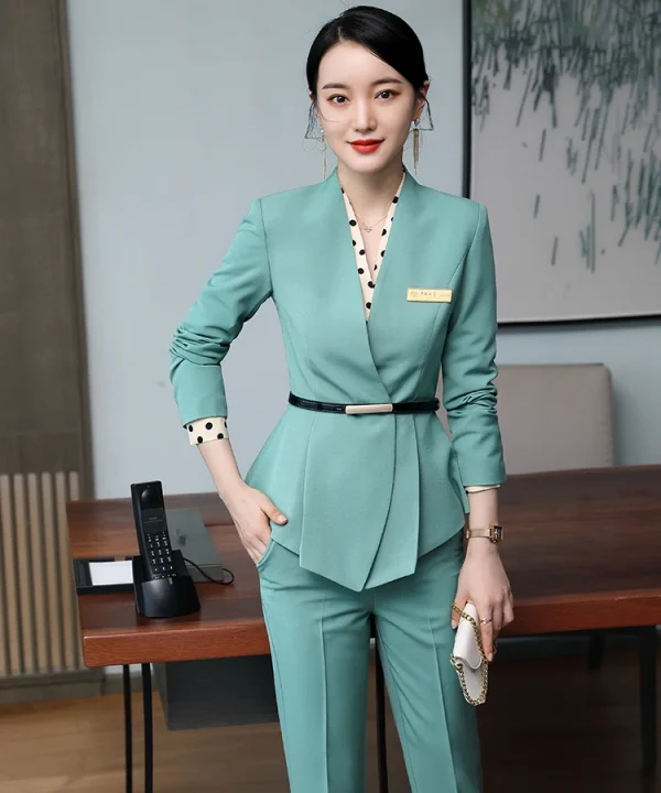 Formal High Quality Slim Business Style Blazer and Skirt 2 Piece Suit - Image 4