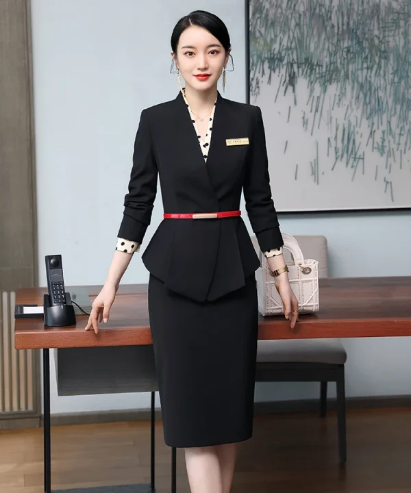 Formal High Quality Slim Business Style Blazer and Skirt 2 Piece Suit - Image 9