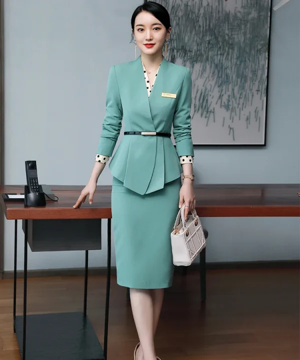 Formal High Quality Slim Business Style Blazer and Skirt 2 Piece Suit