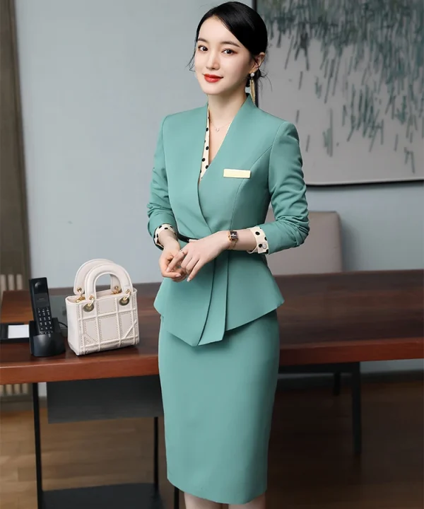 Formal High Quality Slim Business Style Blazer and Skirt 2 Piece Suit - Image 3