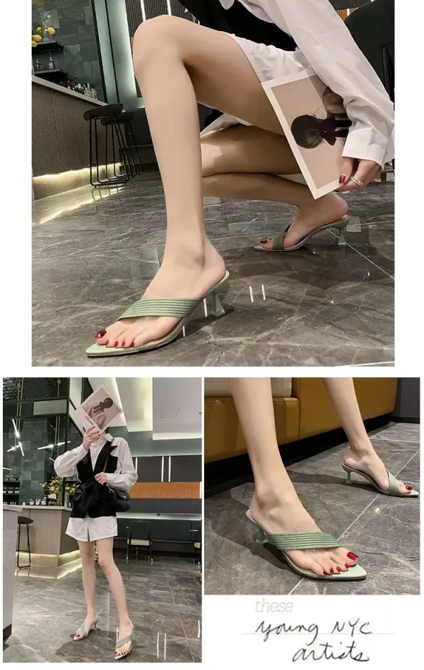 Formal Ankle Strap Kitten High Heels Mules Slip-on Sandals - Image 7