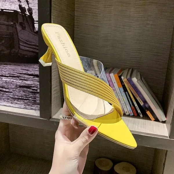 Formal Ankle Strap Kitten High Heels Mules Slip-on Sandals